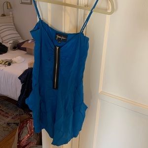 Silk royal blue Yumi Kim romper.